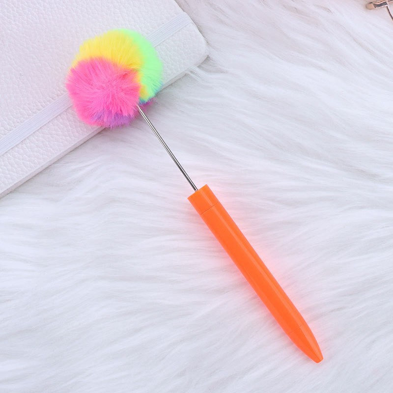 Wholesale New Style Fluffy Ball Beaded Pen Creative DIY Handmade Plastic Fluffy Ball Beaded Ballpoint Pen High Color Value Fluffy Pen Can be Wraped